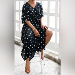 4/$20 Black and White Star-Print Dress